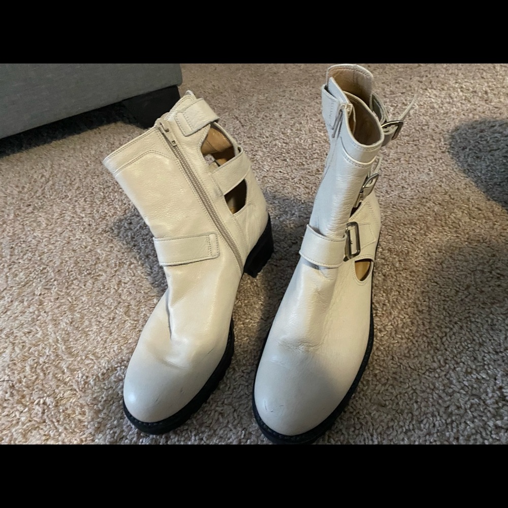 White Russell and bromley cut out boots